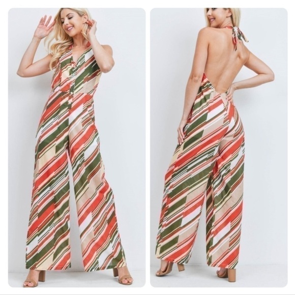 Women Striped Palazzo multicolored Jumpsuit - Picture 1 of 5
